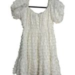 Lulus White Puff Sleeve Eyelash Babydoll Dress NWOT Photo 2