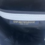 Emporio Armani Vintage Handbag Fabric Blue/White Made In Italy Purse Leather Photo 5