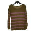 Loft Ann Taylor Women Medium Mohair Striped Pullover Sweater Long Sleeve Button Green Photo 8