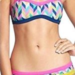 NEW Bca by Rebecca Virtue Chevron Bandeau bikini swimsuit set size S Blue Photo 0