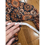 Loft  Fall Orange Print Mini Shift Dress Roll Tab Small Petite Boho Festival 70s Photo 6