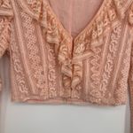 Love Shack Fancy Macey Crop Top XS Rosewater Pink Lace Ruffle Long Sleeve Blouse Photo 6