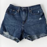 Levi's  High Rise Shorts Women's 29‎ Raw Hem Distressed Light Blue Wash Photo 0