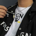 Titanium Steel Lightning Pendant Necklace for Men Women,Punk Hip Hop Necklace Silver Photo 0