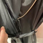 Jones New York Vintage 90’s black silky maxi robe tan floral embroidery pockets Photo 6