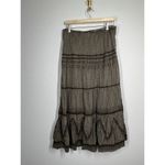 Vintage Nikky Tiered Maxi Skirt Medium Faded Olive Green Lace Trim Y2K Photo 2