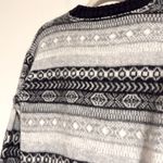 Burberry  Brit Black Gray fair isle winter crewneck sweater wool cashmere M crop Photo 8