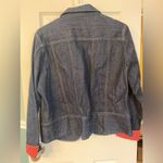 Christopher & Banks  | denim jacket with red and white polkadot cuffs, Size L Photo 2