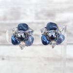 Vintage Clip On Earrings Stunning Shades of Blue/Iridescent Blue Photo 0