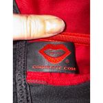 Vintage Red Black Satin Corset Bustier Top Rhinestone Zipper Ruffle Coquette.com Size M Photo 3