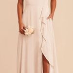 Birdy Grey Theresa Dress Size XL Champagne Chiffon Bridesmaid Gown Ruffle Slit Photo 0
