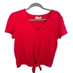 Madewell Texture & Thread Modern V-Neck Tie Front Tee | Red | Medium Photo 1