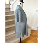 Eileen Fisher Light Blue Metallic Organic Linen Short Sleeve Long Line Cardigan Photo 2