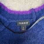 Torrid Chunky Knit Button Front V-Neck Cardigan Sweater Purple Stripe Size 0/12 Photo 3
