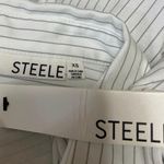 NEW Steele White Striped Long Sleeve Collar Button Down Mini Shirt Dress Size XS Photo 2