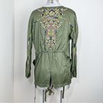 Jessica Simpson Blazer Finn Draped Embroidered Jacket Size Small S Olive Green Photo 5