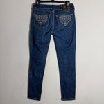 Miss Me Bedazzled Thick Stitch Skinny Jeans Women's 27 Dark Wash Embroidered Photo 8