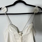 Zac Posen Cream Leaf Embroidered Spaghetti Strap Cotton Top Sz 4 Photo 4
