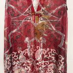 Citron Of Santa Monica Vintage Silk Blend Floral Beach Cover Up Size Medium Red Photo 3