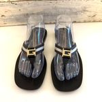Gucci  Sandals Womens Size 8 Black Stripe Thong Flip Flop Square Toe Italy Photo 3