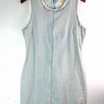 Cello M Sleeveless Light Blue Raw Hem Denim Mini Dress Photo 0