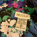 Vtg 90s bright floral Nicola wrap around blouse Blue Size 12 Photo 1
