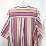 Roamans Plus Size 30W Top Striped Button Up‎ Shirt Pink Cotton V Neck 693 Photo 5