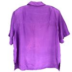 Liz Claiborne A5 90s VTG  Purple Silk Button Short Sleeve Shirt Unisex XL/XXL Photo 6