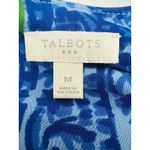 Talbots  Surplice Midi Dress Medium Blue Green Paisley Cap Sleeve Liquid Knit Photo 4