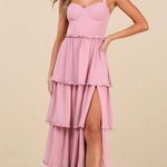 Lulus NWT  Sophisticated Occasion Pink Bustier Lace-Up Maxi Dress Cocktail Sz S Photo 0