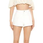 Forever 21 NWT F21 White Denim High Waist Curved Hem Shorts Mom Jeans New Cotton Photo 1