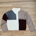 Hem & Thread NWT Colorblock Fringe Turtleneck Sweater, Medium Photo 4