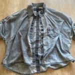 Vans  Women Gray Washed Button Up Crop Top S Photo 4