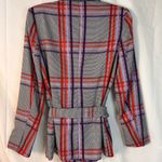 7th Avenue Blazer Jacket Gray Purple Red‎ Plaid Notch Lapel Belted Size 4 Red Photo 7