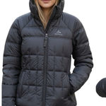 prAna  Women’s Hooded Down Puffer Jacket EUC Gray Size XS   F341 Photo 0