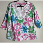 Talbots  Womens X US XL Colorful Floral Blouse Top‎ Crochet Tropical Boho Resort Photo 0