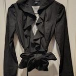 Iz Byer NWOT  California Women's Charcoal Black Ruffle Blazer Jacket Size Small Photo 0