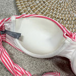 Aerie  Stripes Molded Cup Push Up Bikini Bandeau 34A & Hipster Bottom Pink M Photo 7