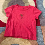 Brandy Melville John Galt / Ashlyn Swiss Deer Red Baby Tee Crop Top One Size Photo 0