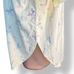 Vintage 80s Shirt Plus Size 42 Pastel Butter Yellow Abstract Print Made in USA Photo 3