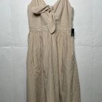 Lulus NEW Striped Midi Dress Size Small Tan White Front Knot Photo 0
