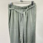 Bella Dahl  Women's Waist Tie Silky Pleated Trouser Moss Green Size S Photo 2