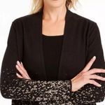 JM Collection NWT  Black Gold Metallic Open Front Cardigan Knit Sweater XS New Photo 2