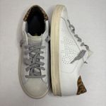 P448 White Leather Sneakers Leopard Print Heel Casual Shoes Photo 8