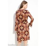 Tory Burch NWT $395 New Designer Womens 0 Silk Dress Rust Red Black Orange Gold Photo 2