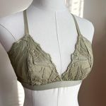 Aerie Green Lace Unlined Triangle Bralette Small Strappy No Padding Lace Bra Photo 0