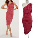 Likely Gemella Dress Midi Ruched Scrunched Bodycon One Shoulder Pink Size 12 Photo 1