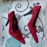 via spiga Pointed Pumps Heels 10M Dark Red Suede Leather Buckle ITALY Photo 3