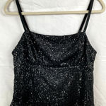 No Boundaries  Black Sequin Crop Tank Top Womens M FLAW Going Out Party Glam NYE Photo 0