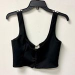 Hand Lace Exponential Sleevless Button Front Cropped Top Black Women's 40 / 6 Photo 0